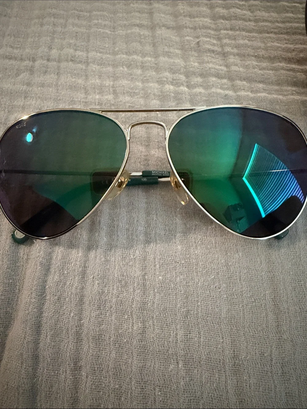 Michael Kors Men’s Aviator Sunglasses with Green-Blue Mirrored Lenses